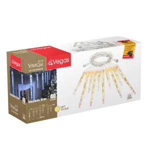 Электрогирлянда-конструкторСосульки10 шт(30 см,20 см),40 теплых LED ламп,прозрVEGAS 24V ДУл.55036