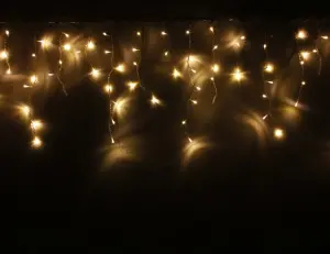 СНОУ БУМ Гирлянда эл. бахрома, 96LED, 3x0.5x0,7м, шампань, пост.свечение, ПВХ прозрач, 382-041