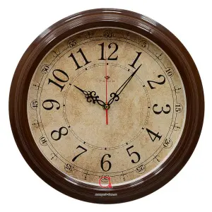 Часы настенные 21 Bek d=35 круг, корпус коричн.. Ретро классика 3527-122 10