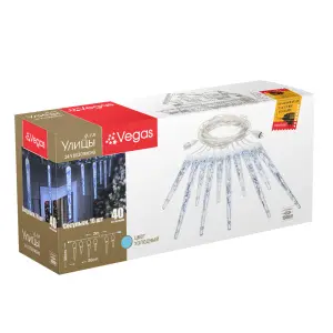 Электрогирлянда-конструкторСосульки10 шт(30 см,20 см),40 холодных LED ламп,прозр.VEGAS 24V ДУлицы