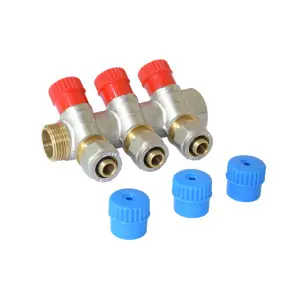 Коллектор МП RVC 34 гш регулируемый 3 выхода цанги на 16 (в комплекте с запасными синими ручками)