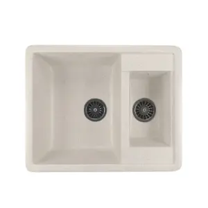 Мойка ML-GM21 гранит, двухчашная с крылом, белая (331) 495610190мм