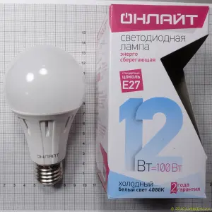 Лампа  ОНЛАЙТ светодиод. 71 655 OLL-A65-12-230-4K-E27  12Вт 4000К Е27