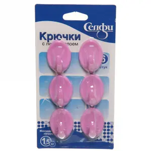 Крючок с липким слоем Селфи 9906-1  (6шт.нагрузка 1,5кг) 906-206906-205