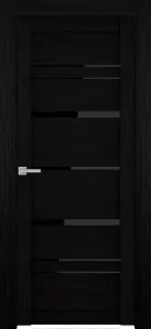 Дверное полотно ЭКО Delisse 309 черное стекло лакобель перламутр темный 70200см