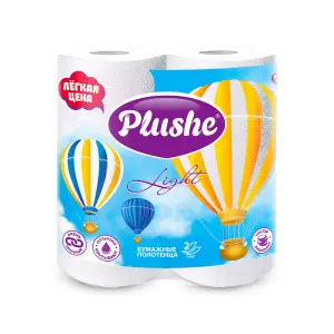 Полотенца бумаж. Plushe Light 2-сл. 2шт 12м БЕЛЫЕ (12)